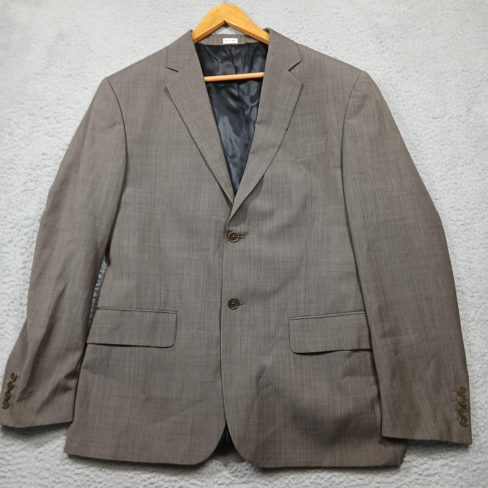 Calvin Klein Blazer Mens XL Gray Wool Blend Two Button Notch Lapel Sport Coat